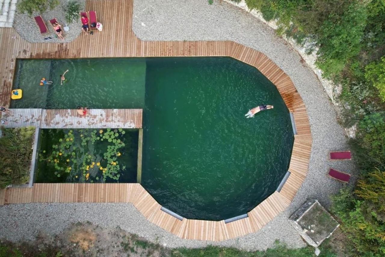 Maison Terre Les Cabanes De Fallot - Sauna Bain-Froid Piscine Naturelle L'isle-Bouzon Экстерьер фото